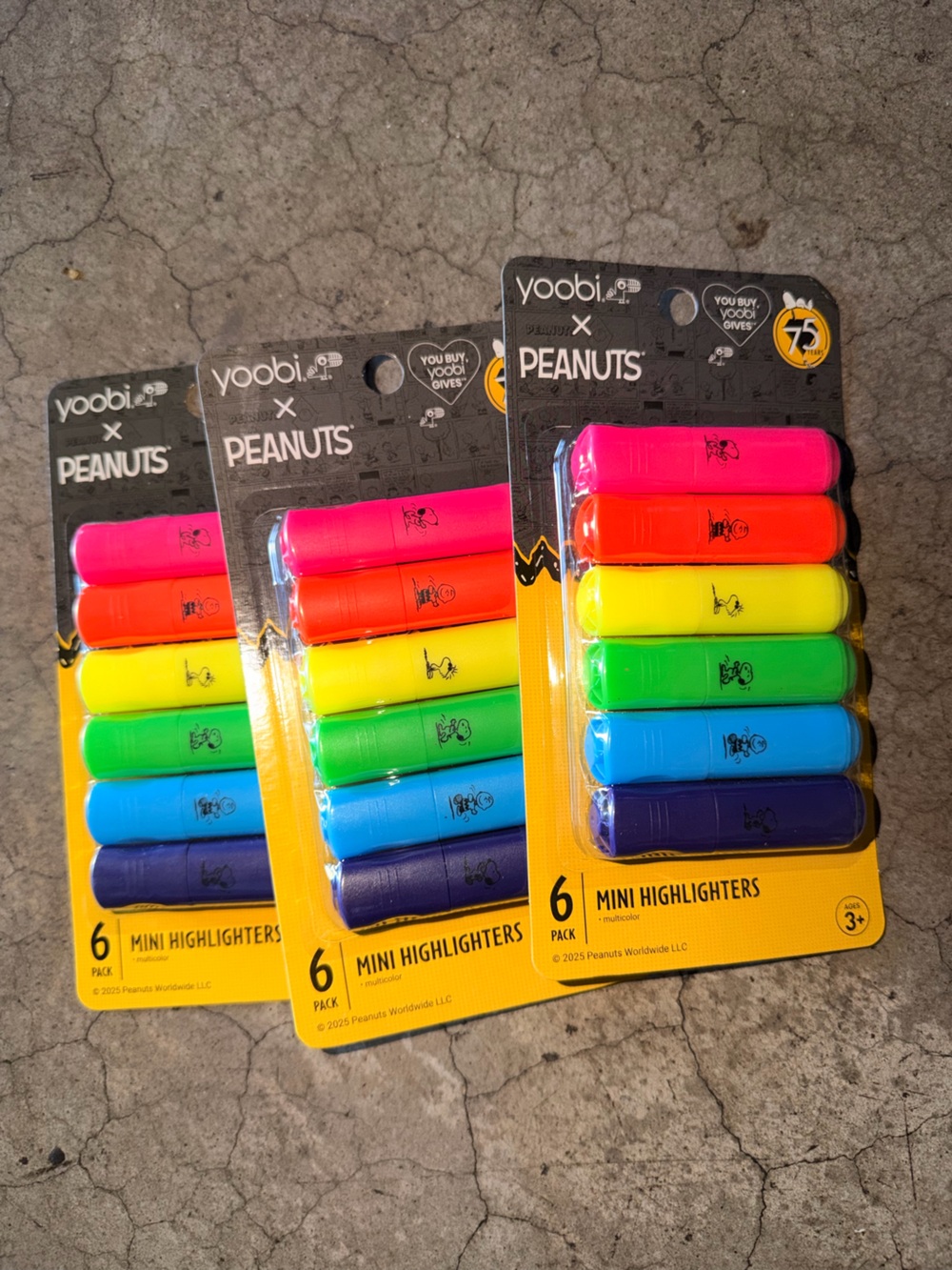 Yoobi x Peanuts Mini Highlighters Pack - Assorted Neon Colors